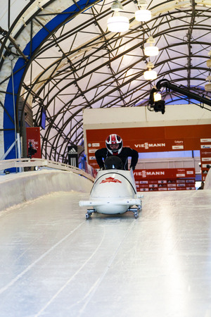 CALGARY CANADA - DEC 21 2014:  Skeleton World Cup on