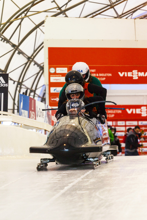CALGARY CANADA - DEC 21 2014:  Skeleton World Cup on