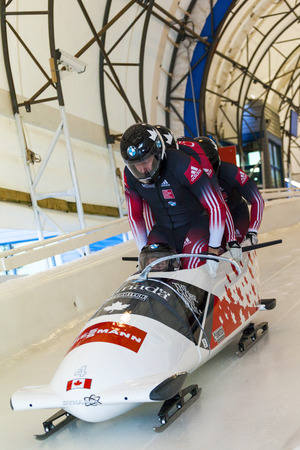 CALGARY CANADA - DEC 21 2014:  Skeleton World Cup onのeditorial素材