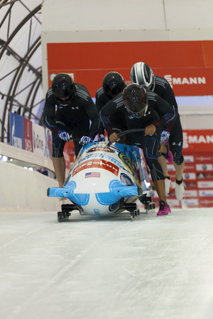 CALGARY CANADA - DEC 21 2014:  Skeleton World Cup on
