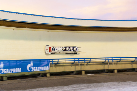 CALGARY CANADA - DEC 21 2014:  Skeleton World Cup onのeditorial素材