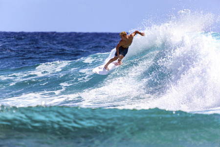 SNAPPER ROCKS, GOLD COAST, AUSTRALIA - MARCH 2, Unidentified Surfer races the Quiksilver & Roxy Pro World Title Event. March 2, 2014, Snapper Rocks, Gold Coast, Australiaのeditorial素材