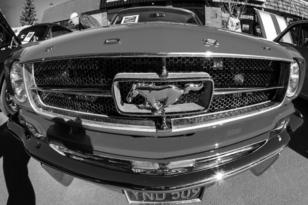 HIGH RIVER CANADA 9 27 2015 : Vintage Cars Show River Classic where participants lined up and show their restoration masterpieces. One of the biggest show in Canada with many USA participants.のeditorial素材