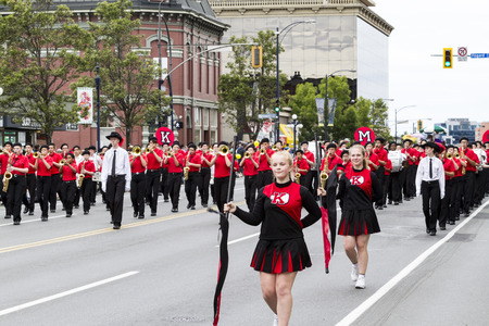 VICTORIA,BC,CANADA-MAY 23,2016: Marching Bands from Canada and USA in the Victoria Day parade along Douglas Street. This is Victoria's largest parade, attracting well over 100,000 people..のeditorial素材