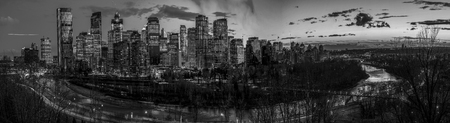 CALGARY CANADA 9-3-2016: Calgary at night is considered a beta- world city by the Globalization and...