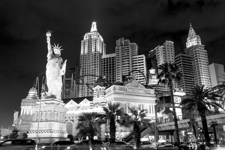 LAS VEGAS USA JUL 8 2015: Replica of Statue of Liberty and New York New York hotel and casino one of the top tourist destinations in the world. About 40 million people visiting the city each year.のeditorial素材