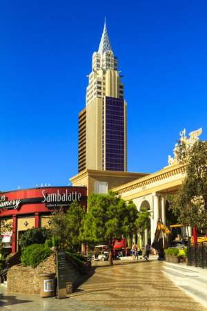 Las Vegas Nevada USA - JUN 9 2015: New York-New York Casino and Hotel architecture facade features many of the New York City icons in Las Vegas, About 40 million people visiting the city each year.のeditorial素材