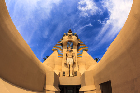 LAS VEGAS USA - JULY 5 2015: The Replica of Sphinx in front of Luxor Hotel in Las Vegas, Luxor is...