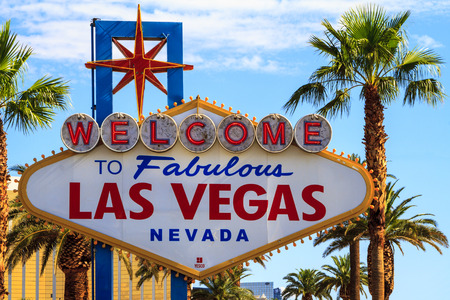 LAS VEGAS, USA - JUL 8 2015: The famous LAS VEGAS sign in Las Vegas, USA. Las Vegas is one of the top tourist destinations in the world. About 40 million people visiting the city each year.のeditorial素材