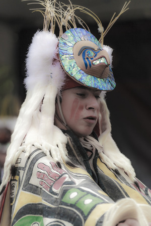 VICTORIA CANADA JUN 18 2016: First Nation (Native) dancers performing at the Victoria Aboriginal Cultural Festival. Spectacular performances at the Royal BC Museum in the heart of downtown Victoria.のeditorial素材
