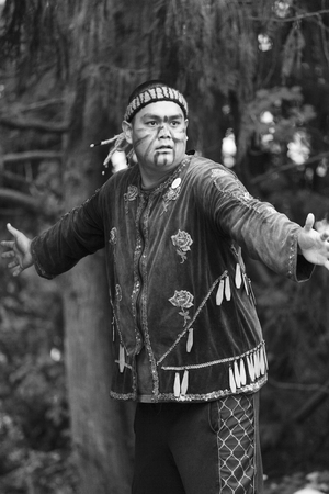 VICTORIA CANADA JUN 18 2016: First Nation (Native) dancers performing at the Victoria Aboriginal Cultural Festival. Spectacular performances at the Royal BC Museum in the heart of downtown Victoria.のeditorial素材