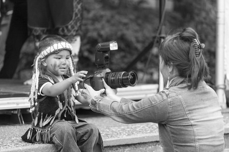 VICTORIA CANADA JUN 18 2016: First Nation (Native) dancers performing at the Victoria Aboriginal Cultural Festival. Spectacular performances at the Royal BC Museum in the heart of downtown Victoria.のeditorial素材