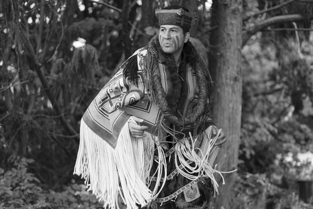 VICTORIA CANADA JUN 18 2016: First Nation (Native) dancers performing at the Victoria Aboriginal Cultural Festival. Spectacular performances at the Royal BC Museum in the heart of downtown Victoria.のeditorial素材