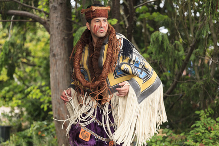 VICTORIA CANADA JUN 18 2016: First Nation (Native) dancers performing at the Victoria Aboriginal Cultural Festival. Spectacular performances at the Royal BC Museum in the heart of downtown Victoria.のeditorial素材