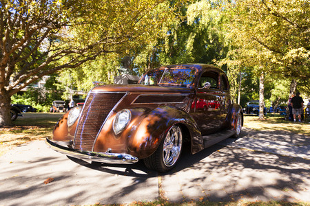 VICTORIA, BRITISH COLUMBIA - JULY 24, 2016: The largest collection of Deuces anywhere staged all around the beautiful Victoria Inner Harbor. Northwest Deuce Day is a sight to see!のeditorial素材