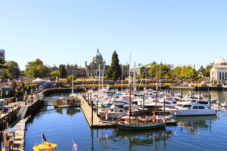 VICTORIA, BRITISH COLUMBIA - JULY 24, 2016: The largest collection of Deuces anywhere staged all around the beautiful Victoria Inner Harbor. Northwest Deuce Day is a sight to see!のeditorial素材