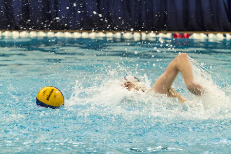 CALGARY, CANADA - MAY 29 2015: Calgary Torpedoes versus Mavericks-playing for the Canadian National Finals at Calgary Talisman Center. The teams are one of the best in Canada Boys age 16.のeditorial素材