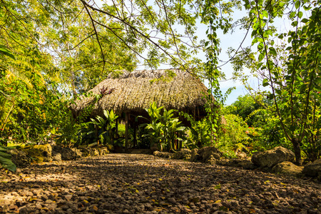 COSTA MAYA MEXICO Jan 29 2016: Mayan home in the Yucatan The traditional and still functional Mayan home estate. The Mayans are welcoming echo tourist in their estate.のeditorial素材