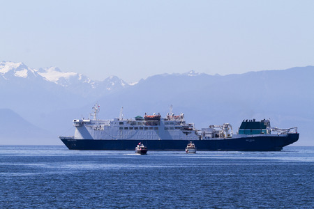 VICTORIA, BC, CANADA - JULY 26 2016: Travel between Seattle and Victoria, BC is fast and convenient aboard passenger ferry Coho. Victoria is one of the tourist destinationのeditorial素材