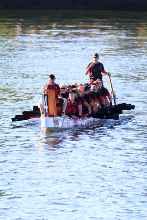VICTORIA CANADA - AUG 14 2016: The annual Victoria Dragon Boat Festival. Victoria's most spectacular summer festivals and the only dragon boat festival in Canada to take place in a working harbour.のeditorial素材