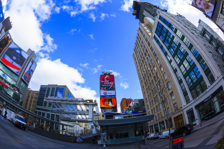 TORONTO,CANADA - FEB 5 2016: Yonge-Dundas Square in Toronto, Canada. Yonge- Dunda Square is a commercial, and public square, hosts many events, and one of Toronto's main attraction.のeditorial素材
