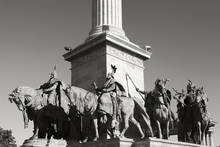 Millennium Monument in Heroes Square in Budapest, Hungary. This square has been UNESCO World Heritage site since 2002.のeditorial素材