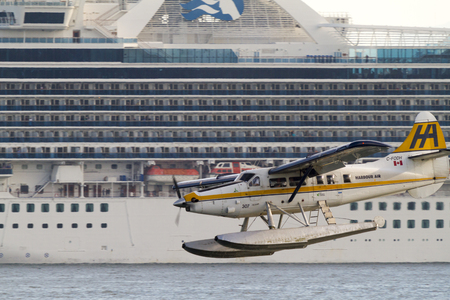 VICTORIA, BC, CANADA - AUG 11 2016. Cruise ship in Victoria. Each year hundreds of cruise ships...