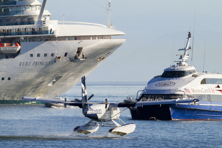 VICTORIA, BC, CANADA - JULY 22 2016. Cruise ship in Victoria. Each year hundreds of cruise ships...