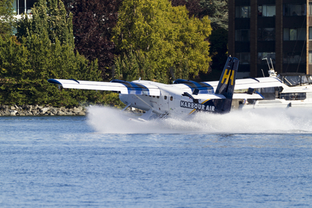 VICTORIA, BC, CANADA - AUG. 24 2016: Royals Victoria Float-plane in the inner harbor. This...