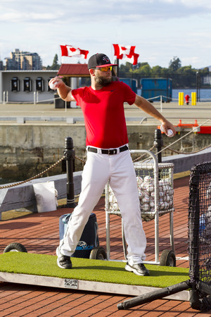 Victoria BC Canada Aug 23 17: Unidentified players on the Home Run Derby at Ogden Point Kicks Off...
