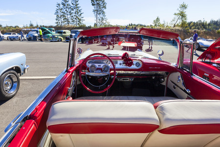 Victoria BC  Canada Aug 27 2017 :  Exotic import motorcars are on display at the Annual Vancouver Island Motor Gathering. These domestic are all fully restored for the line up.のeditorial素材