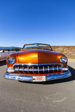 Victoria BC  Canada Aug 27 2017 :  Exotic import motorcars are on display at the Annual Vancouver Island Motor Gathering. These imports are all fully restored for the line up.のeditorial素材