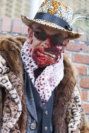 VICTORIA CANADA OCT 7 2017: People in costumes are on the Zombies walk in Victoria down town during the annual Zombie Walk .のeditorial素材