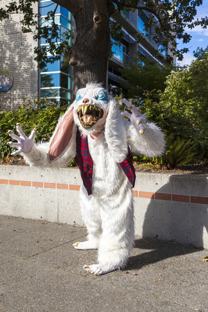 VICTORIA CANADA OCT 7 2017: People in costumes are on the Zombies walk in Victoria down town during the annual Zombie Walk .のeditorial素材