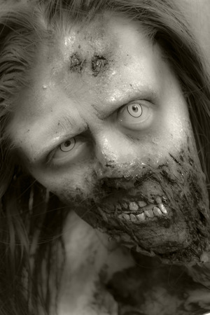 VICTORIA CANADA OCT 29 2016:  Zombies take over the Victoria down town during the 2016  Zombie Walk II. Young people in costumes of zombie  participating.  Zombie Walk is an annual event in Victoria.のeditorial素材