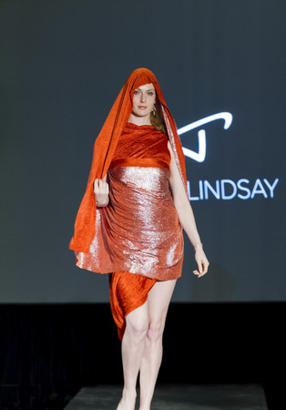 Victoria Canada - February 25 2017: Models are on the runway at the premier of the  Victoria Fashion Week ..on the Runway.. fashion show. Fantastic designs and great models are on the program.のeditorial素材