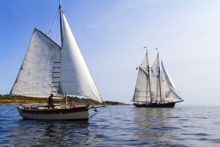 VICTORIA BC CANADA SEPT 3 2017: Vintage boat sails on the Victoria Classic Boat Festival. This vintage boat took part of the Annual Sail Day Event.のeditorial素材