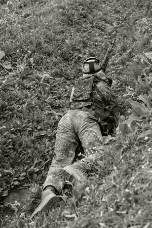 Nagyatad Hungary Sept 23 2018: Hungarian special military units during an Urban Warfare Exercise. This was an open event for public during the Hungarian Military Daysのeditorial素材