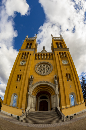 Fot - Hungary - Mar 4 2019 : Exterior of the catholic church - designed by Ybl Miklos, is one of the most impressive cathedral in rural Hungary.のeditorial素材