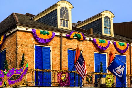 NEW ORLEANS, LOUISIANA USA - JAN 22 2016: Historic building in the French Quarter in New Orleans, USA. Tourism provides a large source of revenue after the 2005 devastation of Hurricane Katrina.のeditorial素材
