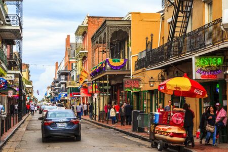 NEW ORLEANS, LOUISIANA USA - JAN 22 2016: Historic building in the French Quarter in New Orleans, USA. Tourism provides a large source of revenue after the 2005 devastation of Hurricane Katrina.のeditorial素材