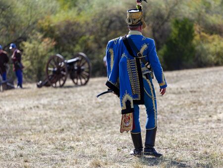 PÃ¡kozd Hungary Sept 29, 2019: Unidentified reenactors fighting the historic war of Independence...