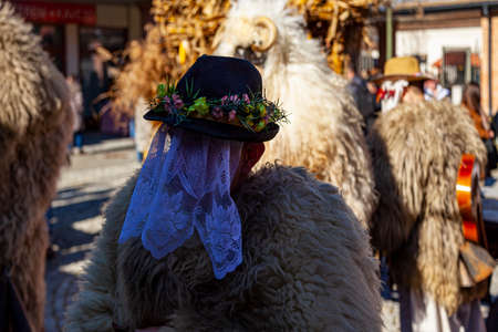 Hungary Mohacs Feb 23 2020: Participants at the Buso walking festival-ending the day before Ash...