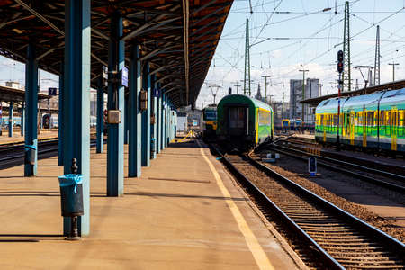 Budapest/Hungary- Feb 14, 2020: The Keleti Railway Station is one the oldest in Europe.  Locomotives...