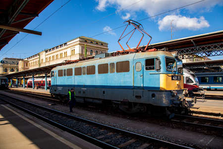 Budapest/Hungary- Feb 14, 2020: The Keleti Railway Station is one the oldest in Europe.  Locomotives...