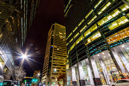 CALGARY CANADA 31-12-2015:  Calgary at night,   considered by the  World Cities study group and tied for 5th best - home for large number of corporate head offices.のeditorial素材