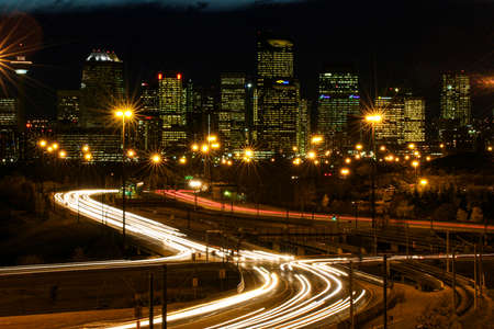 CALGARY CANADA 31-12-2015:  Calgary at night,   considered by the  World Cities study group and tied for 5th best - home for large number of corporate head offices.のeditorial素材