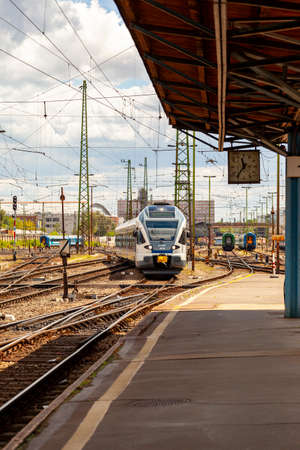 Budapest Hungary-Jun 1, 2020: Intercity train in the Keleti Railway Station. Connecting Budapest...