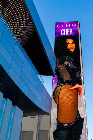 Las Vegas USA - July 7, 2015 : The LINQ Sign in Las Vegas. The LINQ is the open-air shopping and dining area leading up to The High Roller Wheel the world's largest observation wheel.のeditorial素材