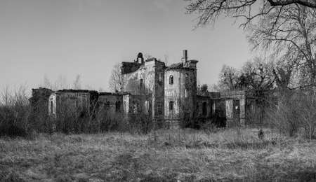 The Ruins of Kremsier Country / Hunting chateau from the XVIII century in early spring setting. Location : Hungary, Barcsのeditorial素材